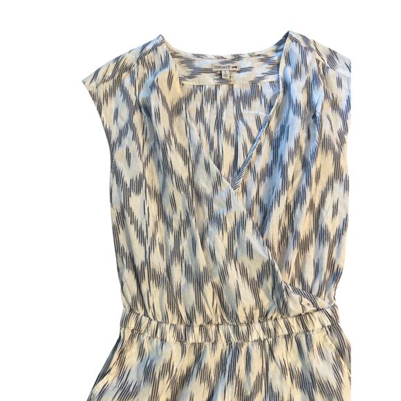 Women S Horny Toad & Co Organic Cotton Shakti Romper Egret Ikat Print White Gray - Picture 2 of 6